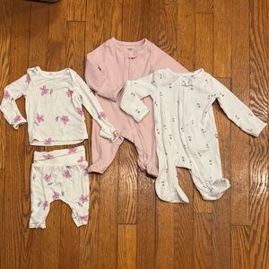 Carter's Pink and White Floral pajama bundle